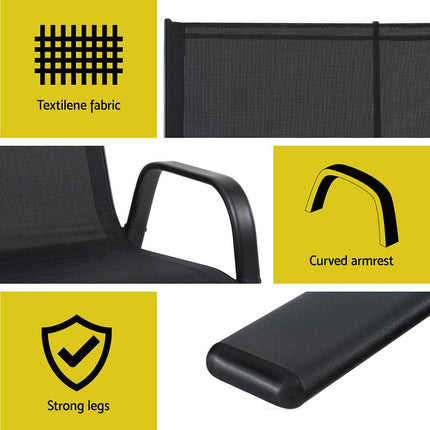 Gardeon Garden Bench Seat Steel Outdoor Patio Park Lounge Backyard Chair Black.