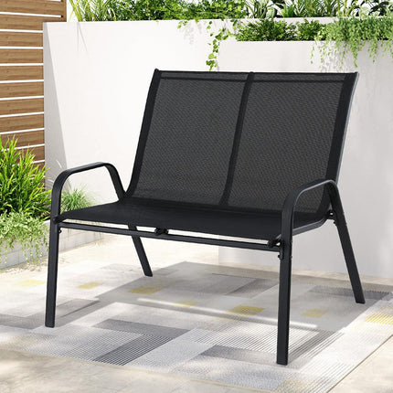 Gardeon Garden Bench Seat Steel Outdoor Patio Park Lounge Backyard Chair Black.