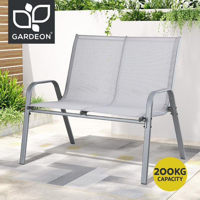 Gardeon Garden Bench Seat Steel Outdoor Patio Park Lounge Backyard Chair Grey.