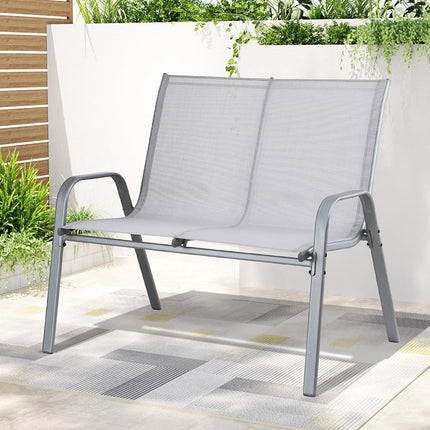Gardeon Garden Bench Seat Steel Outdoor Patio Park Lounge Backyard Chair Grey.