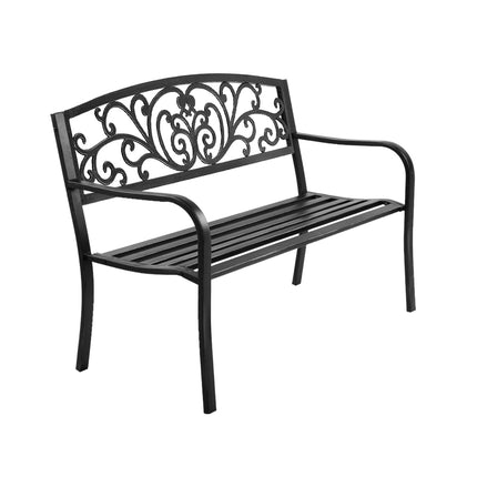 Gardeon Outdoor Garden Bench Seat Steel Outdoor Furniture 3 Seater Park Black.
