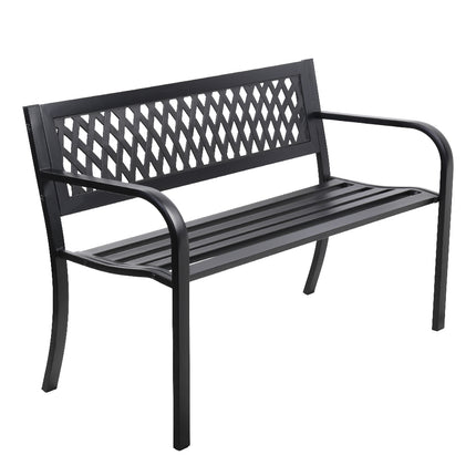 Gardeon Outdoor Garden Bench Seat Steel Outdoor Furniture 2 Seater Park Black.
