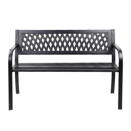 Gardeon Outdoor Garden Bench Seat Steel Outdoor Furniture 2 Seater Park Black.
