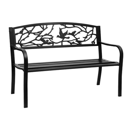 Gardeon Outdoor Bench Seat Garden Steel Outdoor Furniture 3 Seater Park Black.