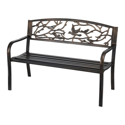 Gardeon Outdoor Bench Seat Garden Steel Outdoor Furniture 3 Seater Park Bronze.