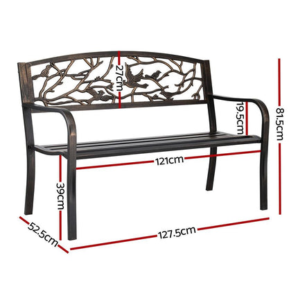 Gardeon Outdoor Bench Seat Garden Steel Outdoor Furniture 3 Seater Park Bronze.