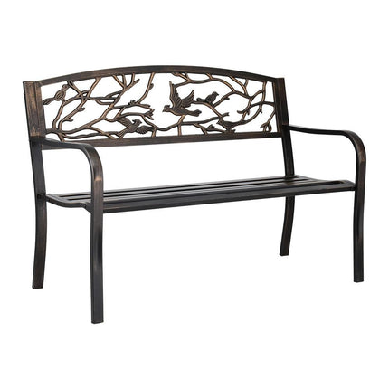 Gardeon Outdoor Bench Seat Garden Steel Outdoor Furniture 3 Seater Park Bronze.