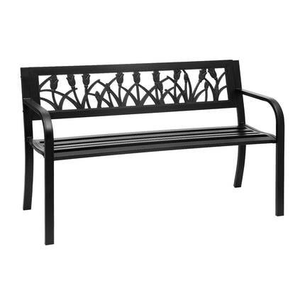 Gardeon Outdoor Garden Bench Seat Outdoor Furniture Steel 2 Seater Park Black.