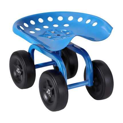Gardeon Garden Seat 360 Swivel Rolling Adjustable Height Work Scooter Cart Wheels Heavy Duty 150kg.
