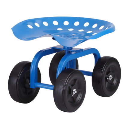 Gardeon Garden Seat 360 Swivel Rolling Adjustable Height Work Scooter Cart Wheels Heavy Duty 150kg.