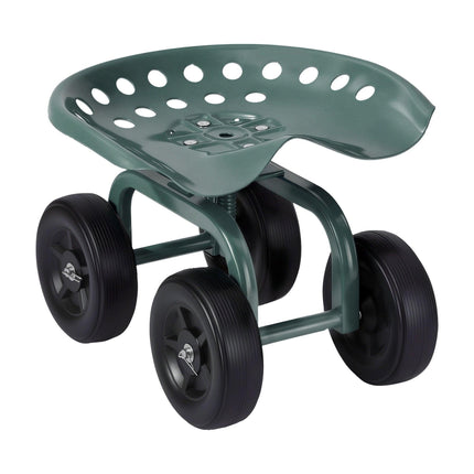 Gardeon Garden Seat 360 Swivel Rolling Adjustable Height Work Scooter Cart Wheels Heavy Duty 150kg.