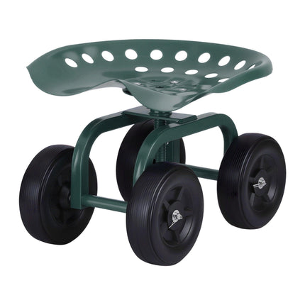 Gardeon Garden Seat 360 Swivel Rolling Adjustable Height Work Scooter Cart Wheels Heavy Duty 150kg.