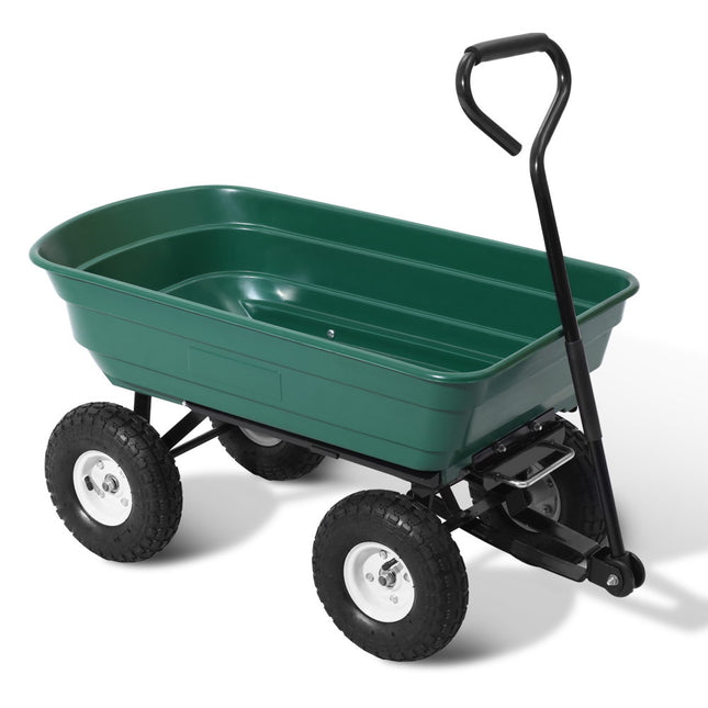 Gardeon Garden Cart Dump 270kg Hand Trailer Trolley Wagon Wheelbarrow Pull 75L.