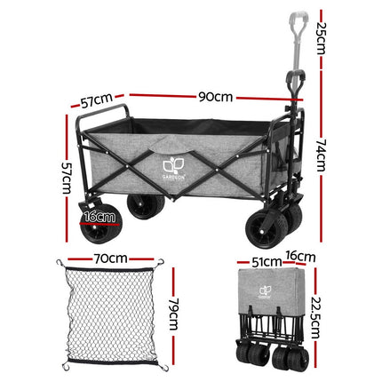 Gardeon Garden Cart with Cargo Net Grey.
