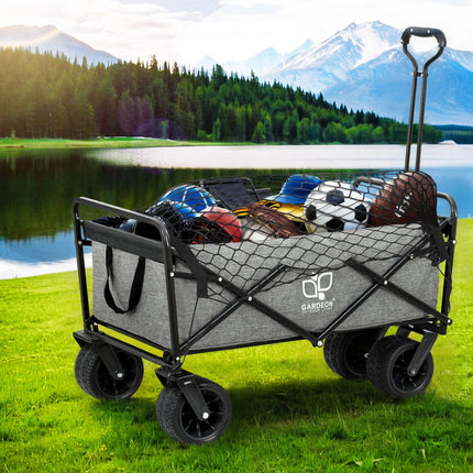 Gardeon Garden Cart with Cargo Net Grey.