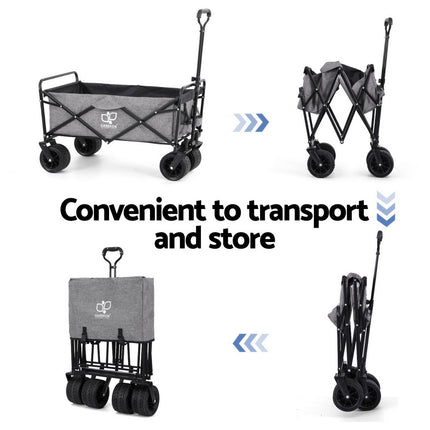 Gardeon Garden Cart with Cargo Net Grey.