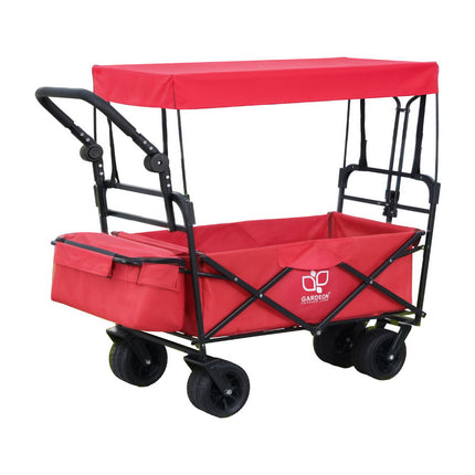 Gardeon Garden Cart with Removable Canopy Red.