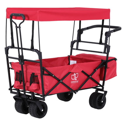 Gardeon Garden Cart with Removable Canopy Red.