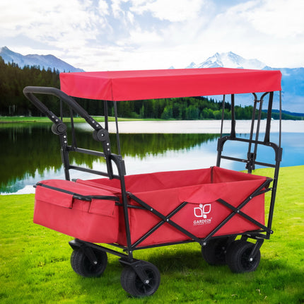 Gardeon Garden Cart with Removable Canopy Red.