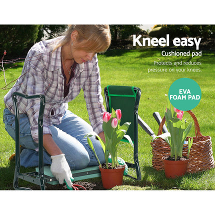 Gardeon Garden Kneeler 3-in-1 Padded Seat Stool Outdoor Bench Knee Pad Foldable.