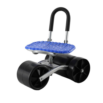 Gardeon Garden Stool Seat Foldable with Wheels Blue.