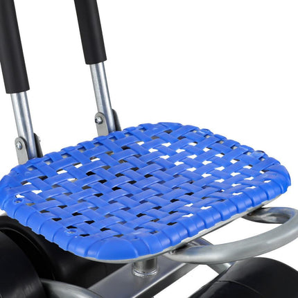 Gardeon Garden Stool Seat Foldable with Wheels Blue.