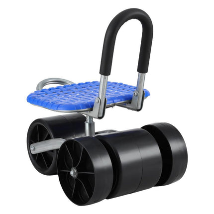 Gardeon Garden Stool Seat Foldable with Wheels Blue.