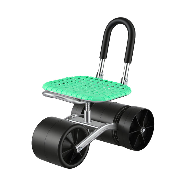 Gardeon Gardening Cart with 360° Swivel Seat | Rolling Work Seat with Adjustable Height & All-Terrain Wheels | 130KG Capacity Heavy Duty Garden Scooter for Back Pain Relief & Vehicle Detailing | Foldable Backrest & Ventilated Seat, Green.