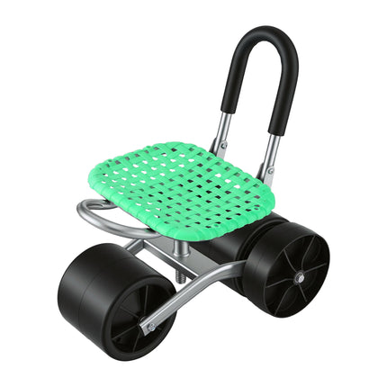 Gardeon Gardening Cart with 360° Swivel Seat | Rolling Work Seat with Adjustable Height & All-Terrain Wheels | 130KG Capacity Heavy Duty Garden Scooter for Back Pain Relief & Vehicle Detailing | Foldable Backrest & Ventilated Seat, Green.