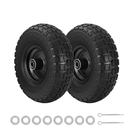 Gardeon 2pcs, 4.10/3.50-4 Tire And Wheel Flat Free, 26cm Solid Rubber Tires with 5/8 Axle Bore Hole And Double Sealed Bearings, Perfect for Wheelbarrow, Garden Cart, Wagon, Dolly.