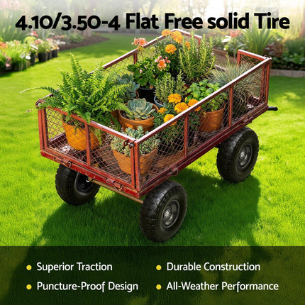 Gardeon 2pcs, 4.10/3.50-4 Tire And Wheel Flat Free, 26cm Solid Rubber Tires with 5/8 Axle Bore Hole And Double Sealed Bearings, Perfect for Wheelbarrow, Garden Cart, Wagon, Dolly.
