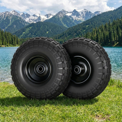 Gardeon 2pcs, 4.10/3.50-4 Tire And Wheel Flat Free, 26cm Solid Rubber Tires with 5/8 Axle Bore Hole And Double Sealed Bearings, Perfect for Wheelbarrow, Garden Cart, Wagon, Dolly.