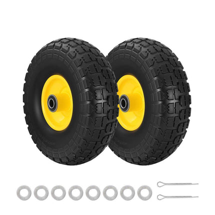 Gardeon 2pcs, 4.10/3.50-4 Tire And Wheel Flat Free, 26cm Solid Rubber Tires with 5/8 Axle Bore Hole And Double Sealed Bearings, Perfect for Wheelbarrow, Garden Cart, Wagon, Dolly.
