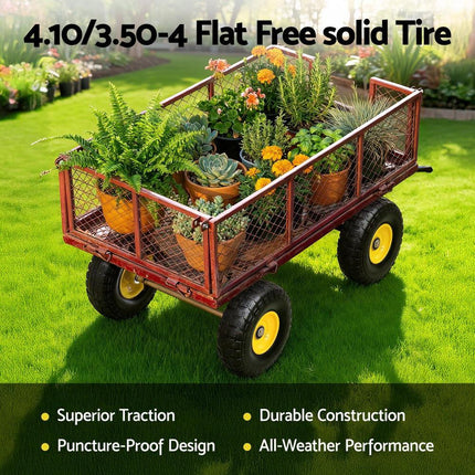 Gardeon 2pcs, 4.10/3.50-4 Tire And Wheel Flat Free, 26cm Solid Rubber Tires with 5/8 Axle Bore Hole And Double Sealed Bearings, Perfect for Wheelbarrow, Garden Cart, Wagon, Dolly.