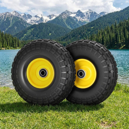 Gardeon 2pcs, 4.10/3.50-4 Tire And Wheel Flat Free, 26cm Solid Rubber Tires with 5/8 Axle Bore Hole And Double Sealed Bearings, Perfect for Wheelbarrow, Garden Cart, Wagon, Dolly.
