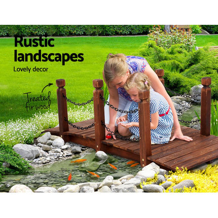 Gardeon Garden Decor Outdoor Ornament Wooden Bridge Chain 160cm.