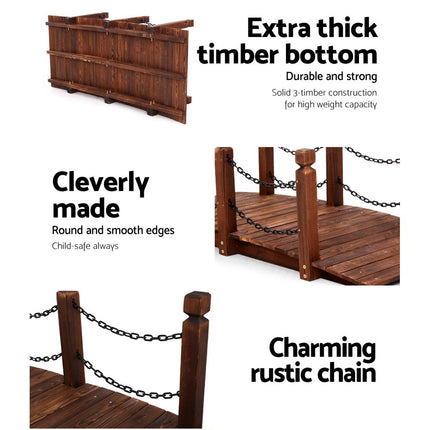 Gardeon Garden Decor Outdoor Ornament Wooden Bridge Chain 160cm.