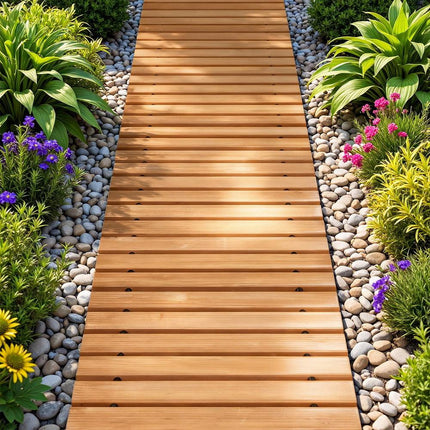 Gardeon 8FT Wooden Garden Pathway Roll-Out Straight Walkway Outdoor Backyard Brown.