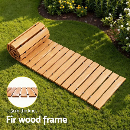 Gardeon 8FT Wooden Garden Pathway Roll-Out Straight Walkway Outdoor Backyard Brown.