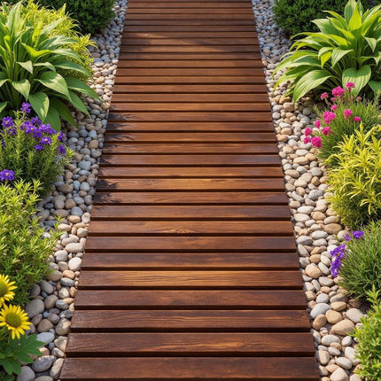 Gardeon 8FT Wooden Garden Pathway Roll-Out Straight Walkway Outdoor Backyard Charcoal Brown.