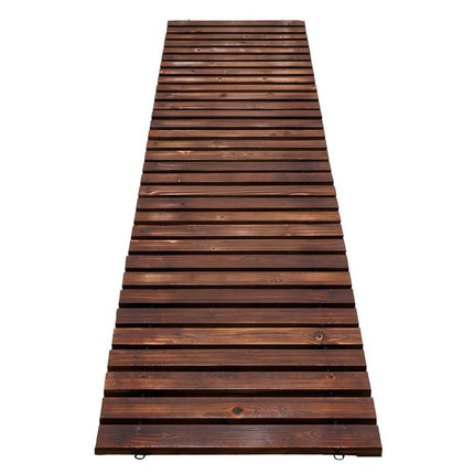 Gardeon 8FT Wooden Garden Pathway Roll-Out Straight Walkway Outdoor Backyard Charcoal Brown.