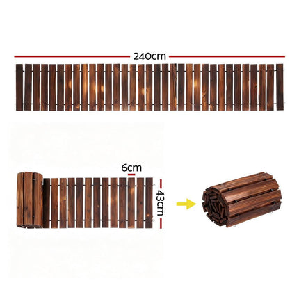 Gardeon 8FT Wooden Garden Pathway Roll-Out Straight Walkway Outdoor Backyard Charcoal Brown.