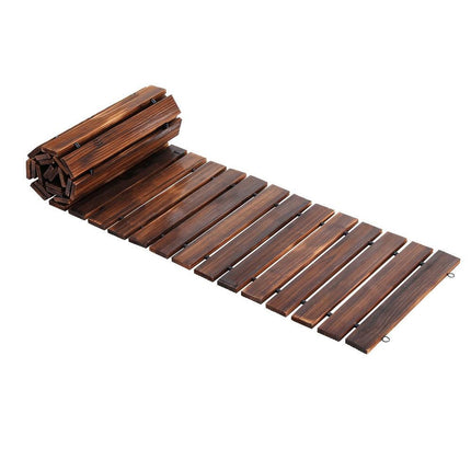 Gardeon 8FT Wooden Garden Pathway Roll-Out Straight Walkway Outdoor Backyard Charcoal Brown.