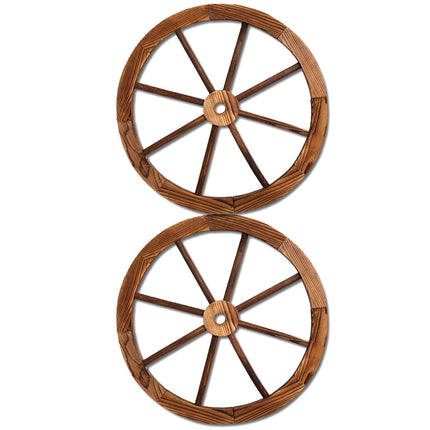 Gardeon Garden Decor Outdoor Ornament 2X Wooden Wagon Wheel.