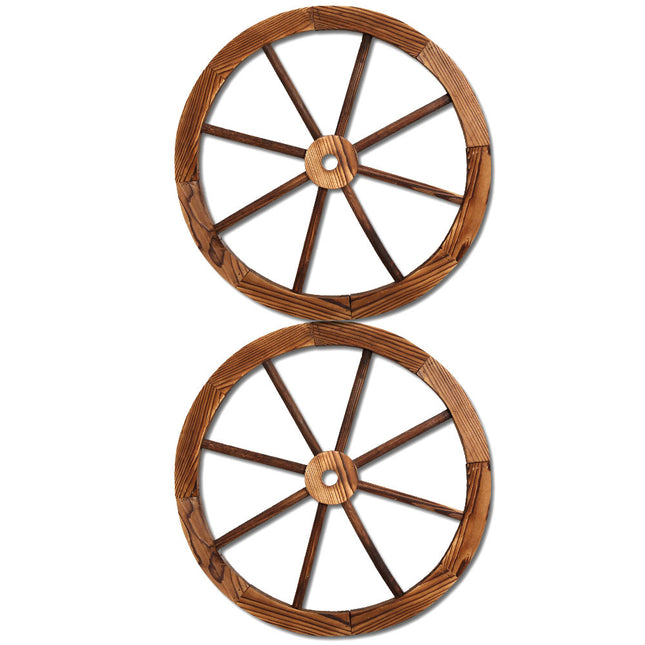 Gardeon Garden Decor Outdoor Ornament 2X Wooden Wagon Wheel.