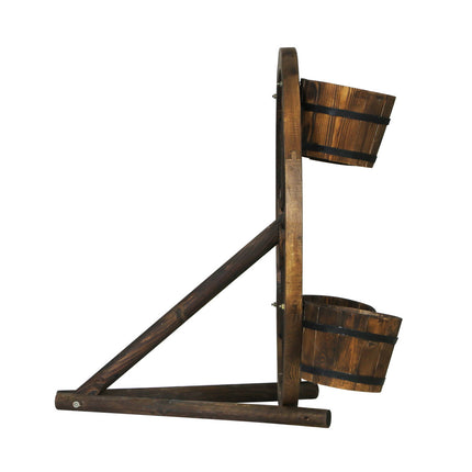 Gardeon Garden Decor Plant Stand Outdoor Ornament Wooden Wagon Wheel 80cm.