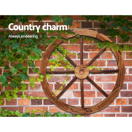 Gardeon Garden Decor Outdoor Ornament Wooden Wagon Wheel.