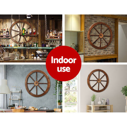 Gardeon Garden Decor Outdoor Ornament Wooden Wagon Wheel.