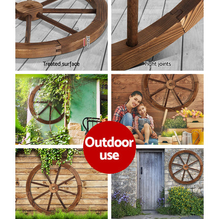 Gardeon Garden Decor Outdoor Ornament Wooden Wagon Wheel.