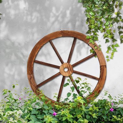 Gardeon Garden Decor Outdoor Ornament Wooden Wagon Wheel.